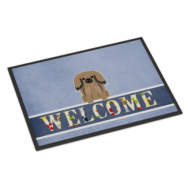 Carolines Treasures 18 x 27 in. Pekingnese Tan Welcome Indoor or Outdoor Mat BB5683MAT - main